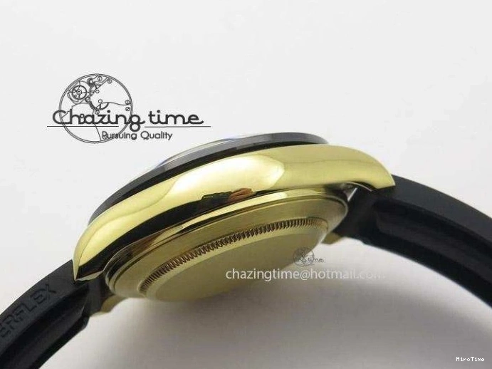 MiroTime 0403 Stylish Daytona YG BP Maker Gold Dial Sticks Markers On Rubber Strap A7750@ 4012